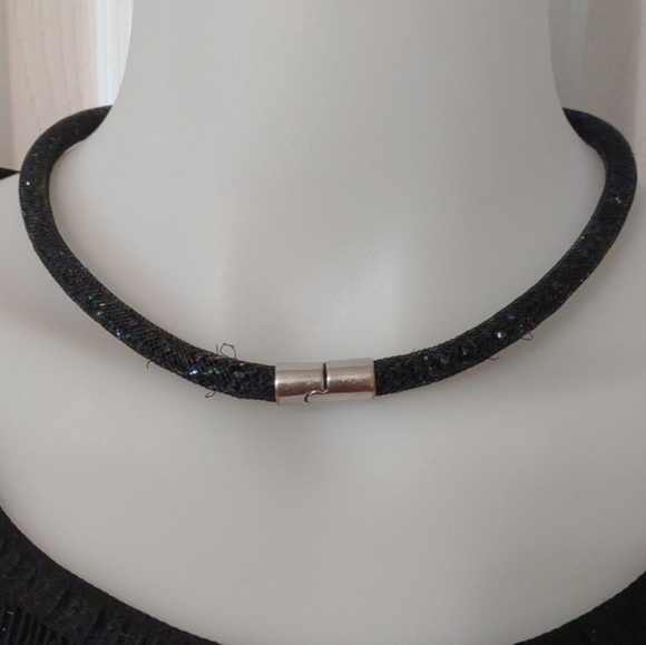 Black Stardust crystal mesh Swarovski Choker Or Wrap Bracelet 16” Magnetic Clasp - Picture 4 of 9
